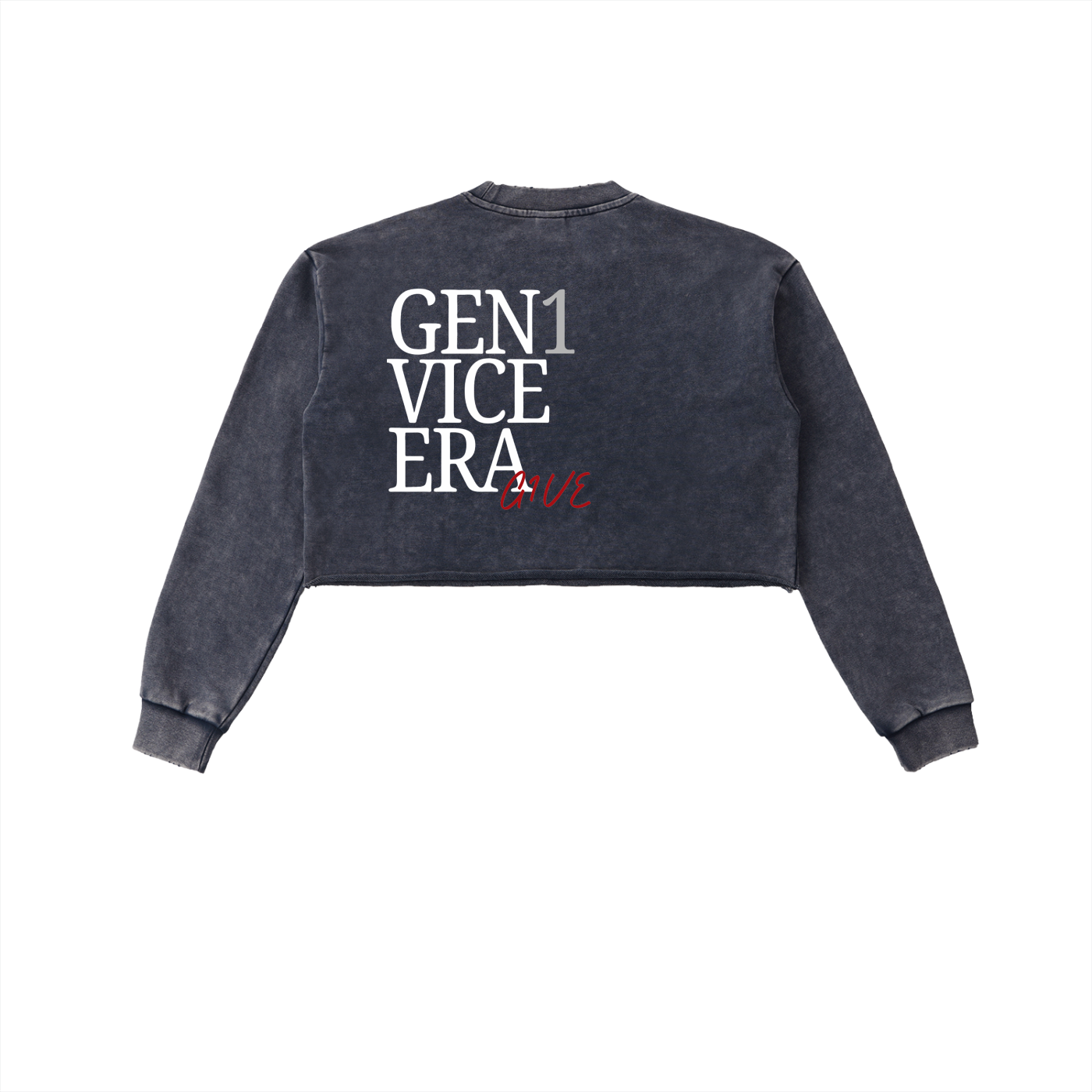 Snow Washed Raw Edge Cropped Sweatshirt
