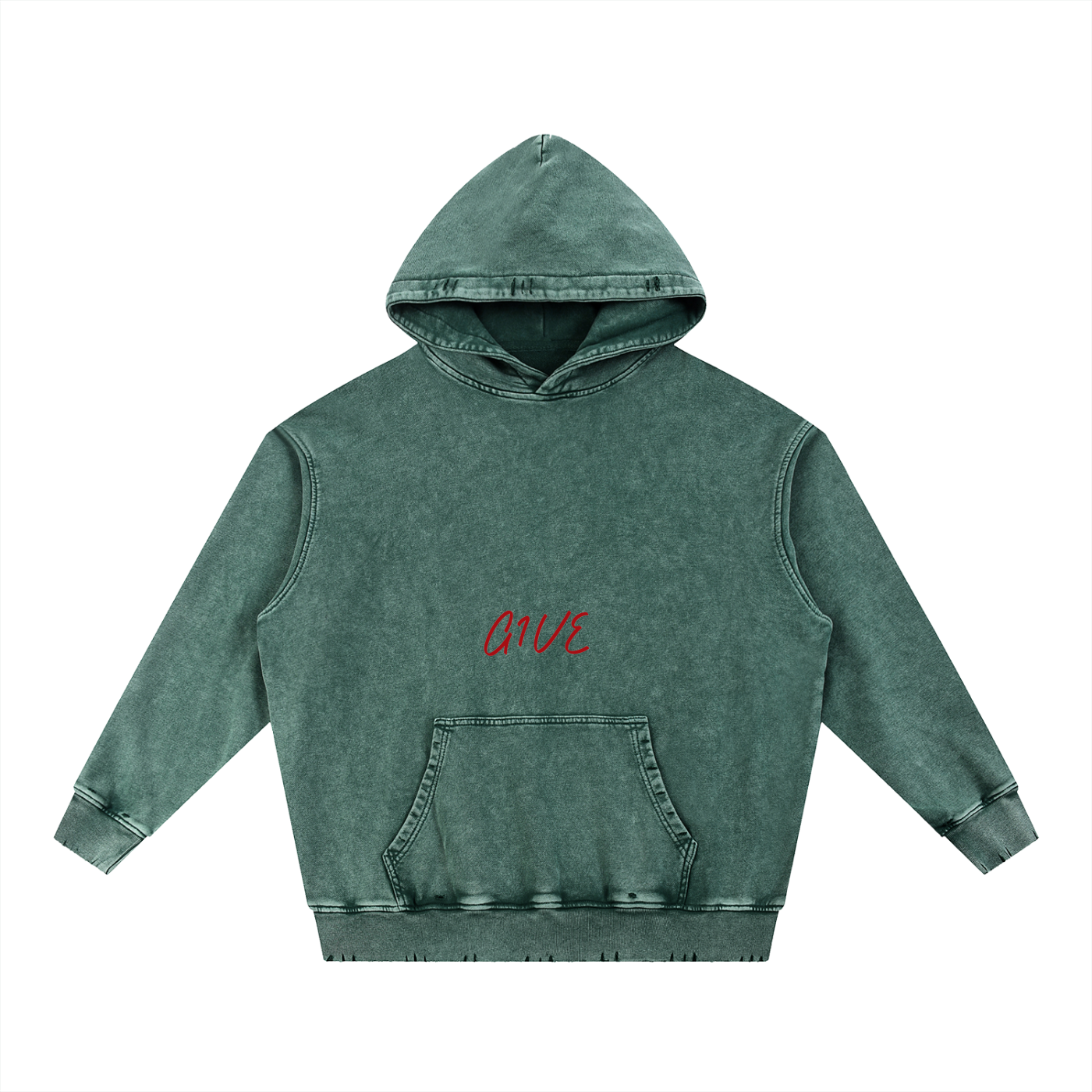 Snow Wash Hand-Frayed Heavyweight Hoodie