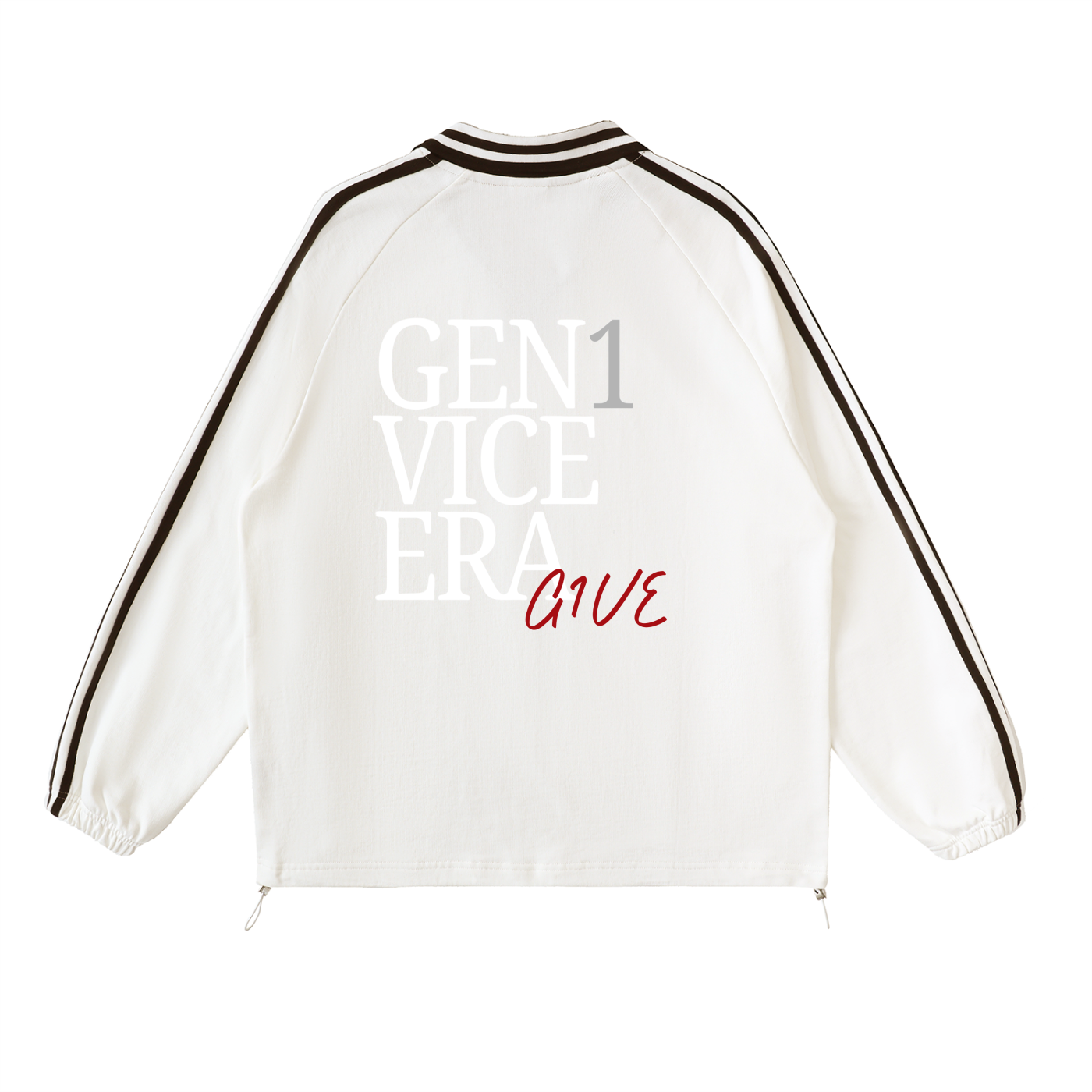 Contrast Striped Lapel Collar Sweatshirt