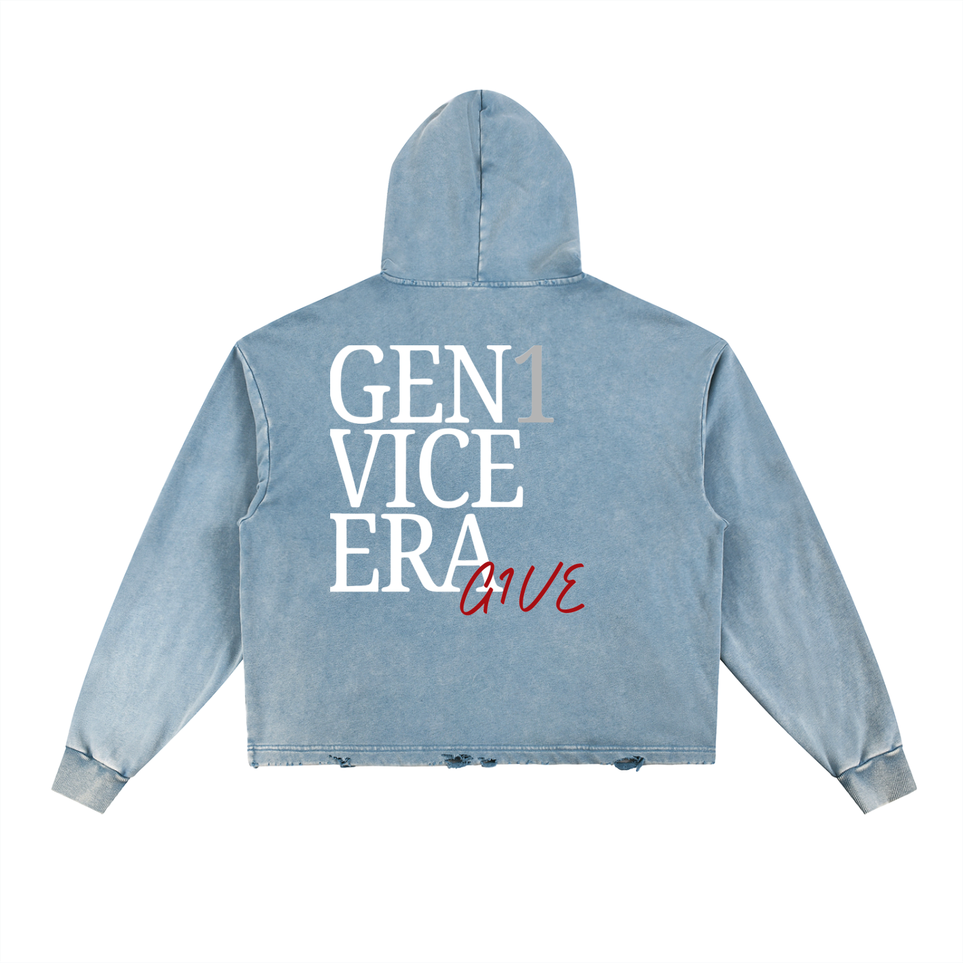 Vintage Washed Frayed-Hem Hoodie