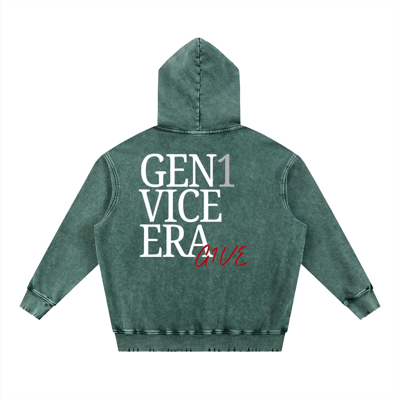 Snow Wash Hand-Frayed Heavyweight Hoodie