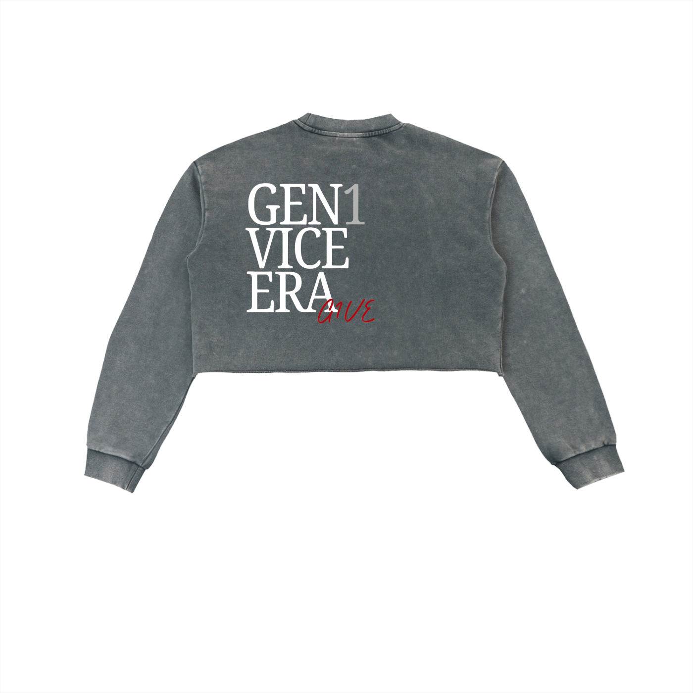 Snow Washed Raw Edge Cropped Sweatshirt