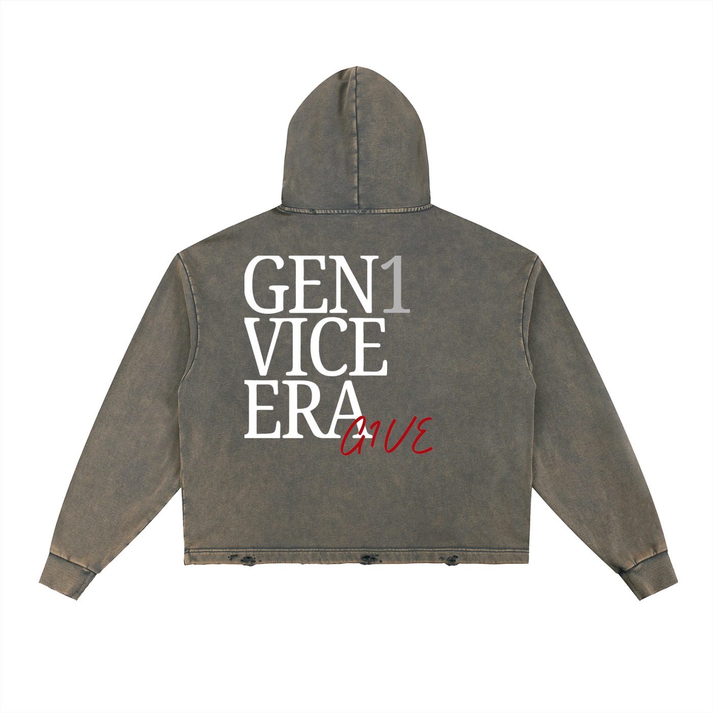 Vintage Washed Frayed-Hem Hoodie