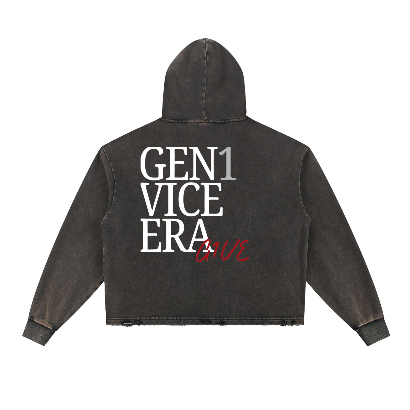 Vintage Washed Frayed-Hem Hoodie