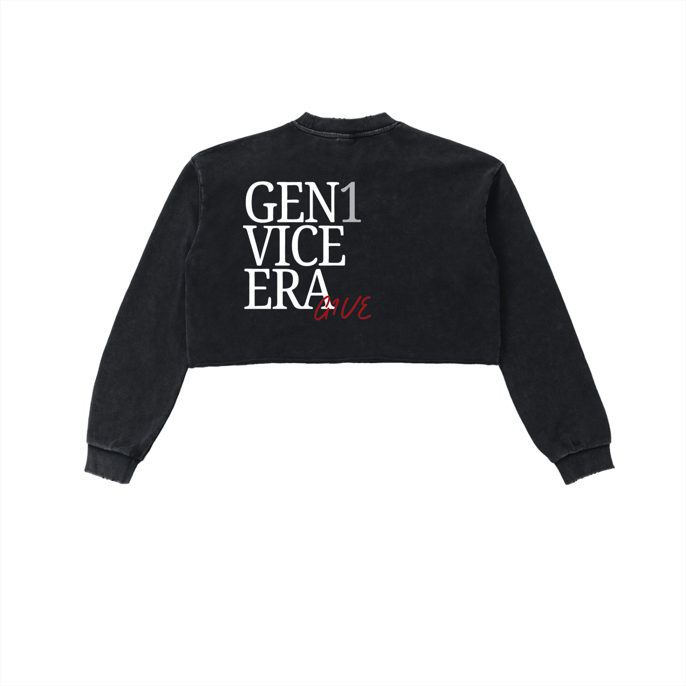 Snow Washed Raw Edge Cropped Sweatshirt