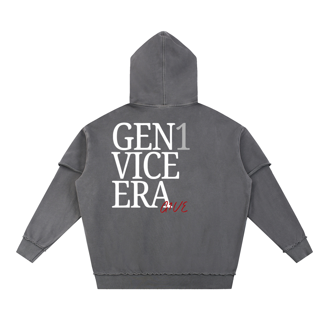 Snow Washed Raw Edge Double Layered Hoodie