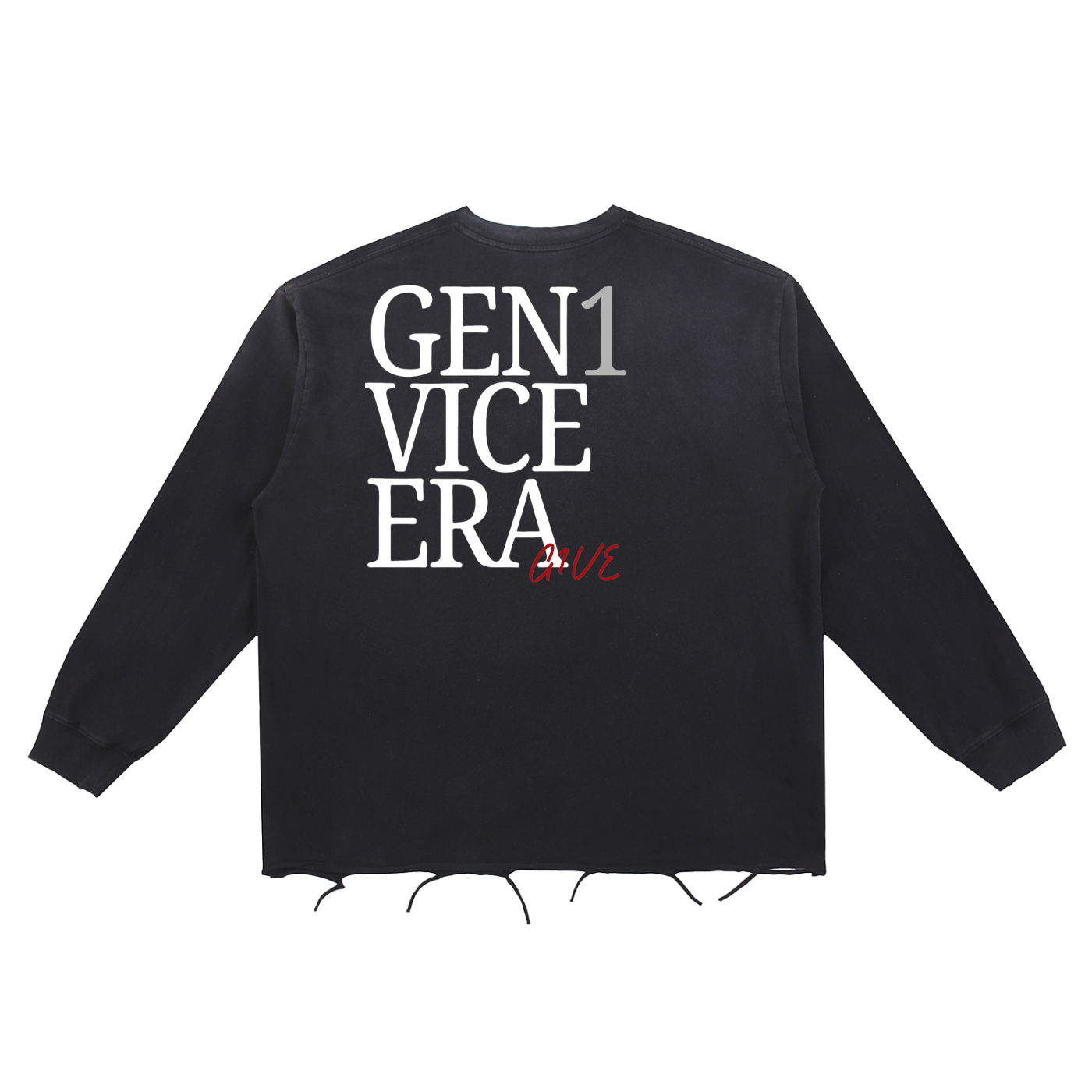 Snow Wash Raw Edge Cotton T-Shirt