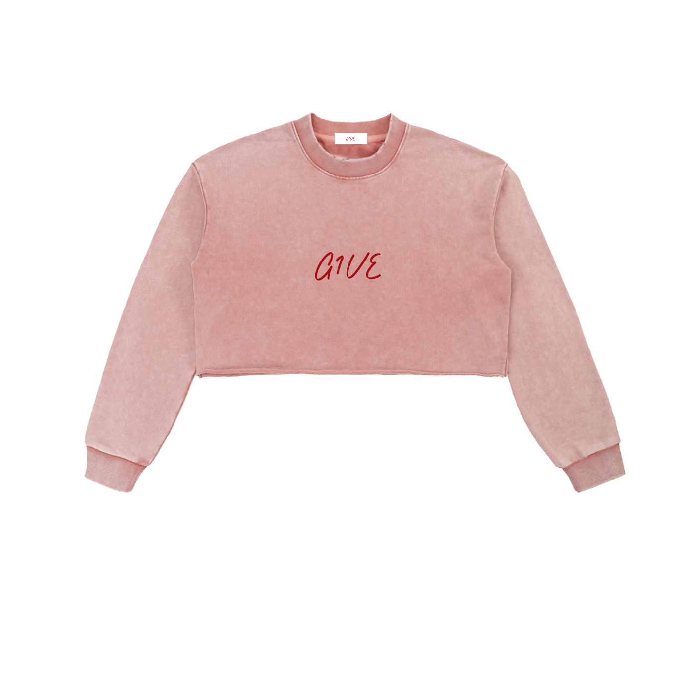 Snow Washed Raw Edge Cropped Sweatshirt